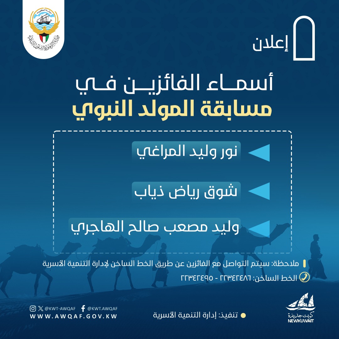 اعلان أسماء الفائزين في مسابقة المولد النبوي 