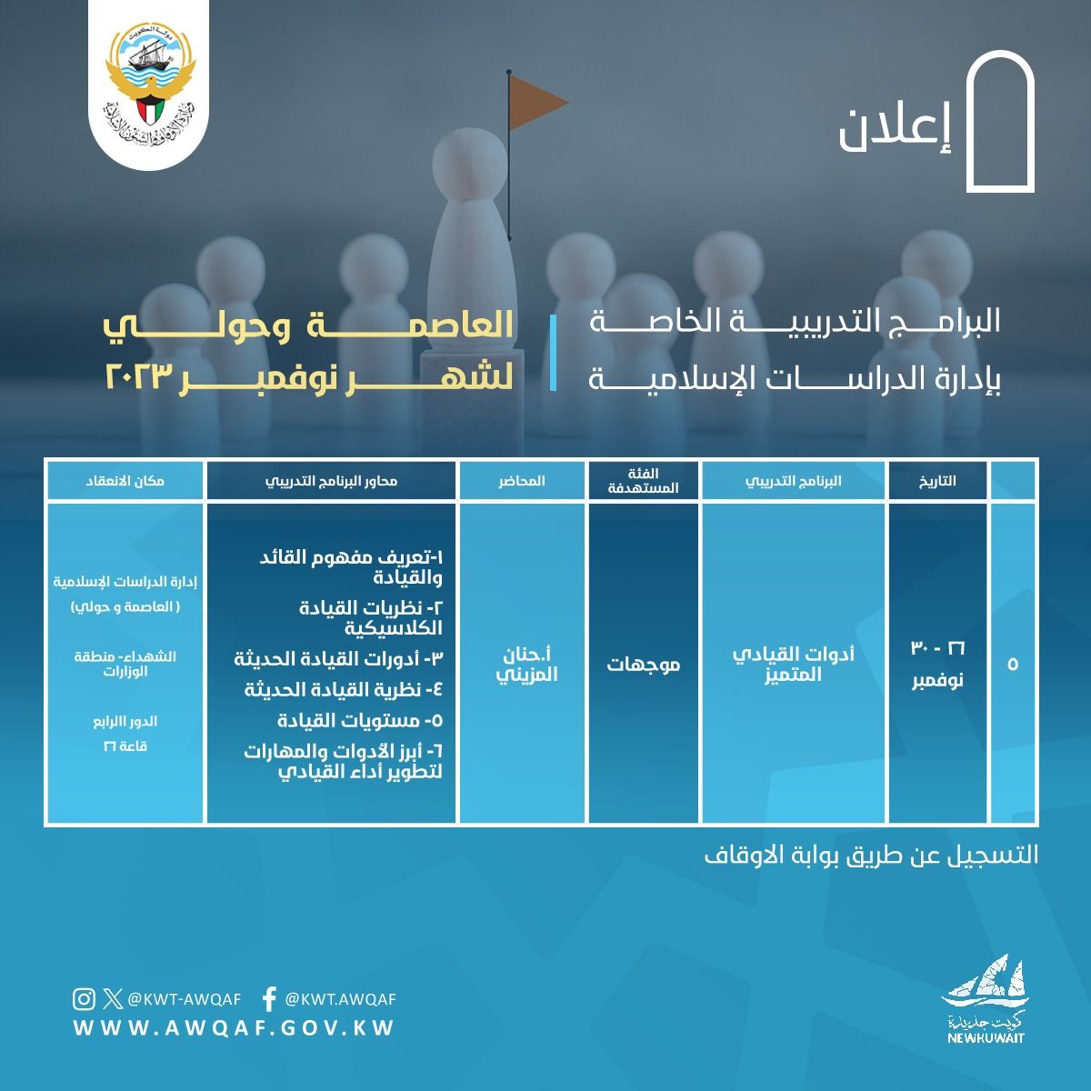 البرامج التدريبية الخاصة بإدارة الدراسات الإسلامية 