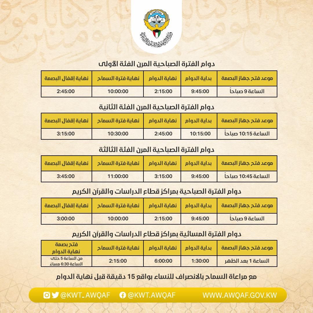 أوقات دوام الفترات الصباحية المرن