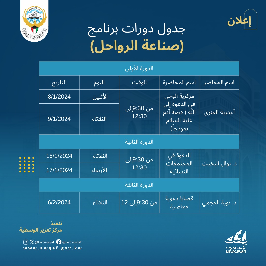  اعلان جول دورات صناعة الرواحل