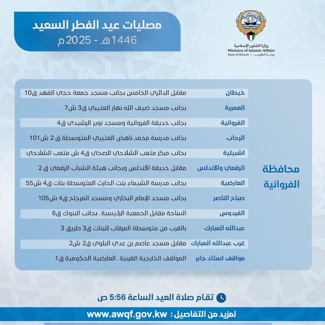 مصليات عيد الفطر السعيد ١٤٤٦ هـ - ٢٠٢٥م